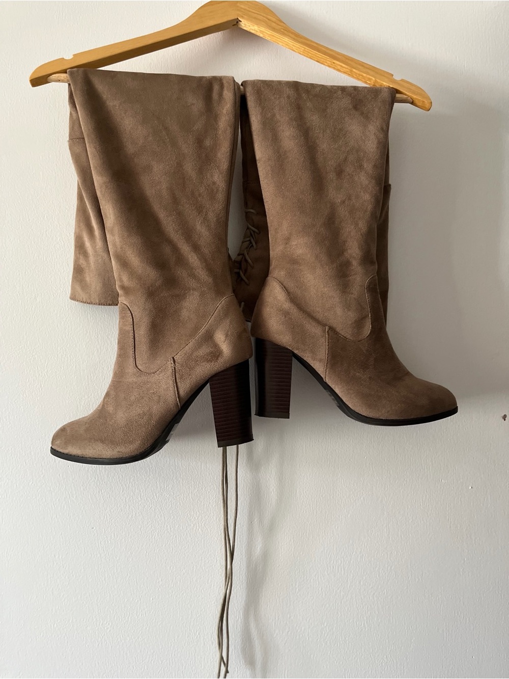 Taupe Suede Thigh High Boots - Women